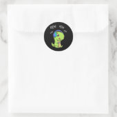 Pew Pew Niedlich T-rex Dinosaur Video Gamer Gaming Runder Aufkleber (Tasche)