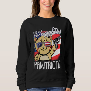 Pew Pew Pawtriotic Katze 4. Juli Patriotische Amer Sweatshirt