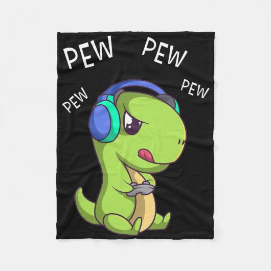 Pew Pew Pew Süßer T-Rex Dinosaurier Videospieler G Fleecedecke (Vorderseite)