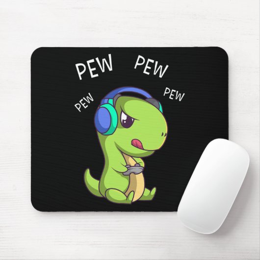 Pew Pew Pew Süßer T-Rex Dinosaurier Videospieler G Mousepad (Mit Mouse)