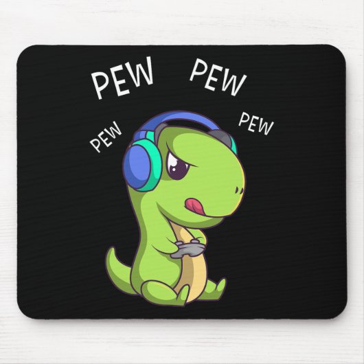 Pew Pew Pew Süßer T-Rex Dinosaurier Videospieler G Mousepad (Vorne)