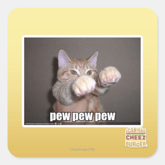 Pew Pew Quadratischer Aufkleber (Vorderseite)