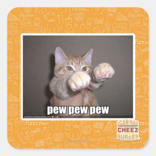 Pew Pew Quadratischer Aufkleber (Vorderseite)