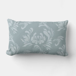 Pewter Blau und Zink Damask Akzent Kissen