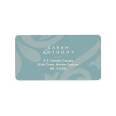 Pewter Blue Damask Retro Classic Wedding Adressaufkleber (Vorne)