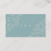 Pewter Blue Elegant Classic Damask Wedding Begleitkarte (Rückseite)