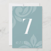Pewter Blue Elegante Damask Tischnummer Card (Vorderseite)