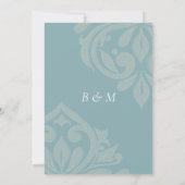 Pewter Blue Geschmackvolle Classic Damask Wedding Einladung (Rückseite)