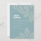 Pewter Blue Geschmackvolle Elegante Script Damask  Einladung (Vorderseite)