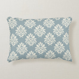 Pewter Blue und Alabaster Damask Akzent Pillow Dekokissen