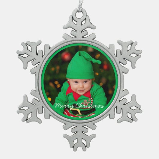 Pewter Christmas Ornaments With Baby Schneeflocken Zinn-Ornament (Vorderseite)