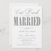 Pewter essen, trinken und Verheiratet sein | Abend Einladung (Vorne/Hinten)