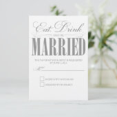 Pewter essen, trinken und Verheiratet sein | Antwo RSVP Karte (Stehend Vorderseite)