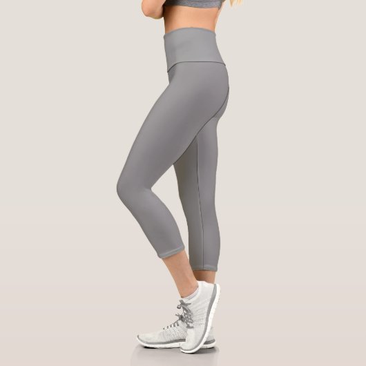 Pewter Gray Solid Color | Klassisches Elegant Capri Leggings (Links)
