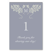 Pewter Gray Tree of Life Wedding Tischnummer (Vorderseite)