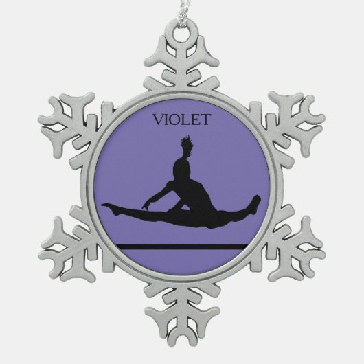 PEWTER GYMNASTICS SNOWFLAKE ORNAMENT. SCHNEEFLOCKEN Zinn-Ornament (Vorderseite)