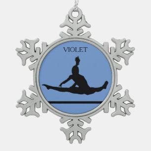 PEWTER GYMNASTICS SNOWFLAKE ORNAMENT. SCHNEEFLOCKEN Zinn-Ornament