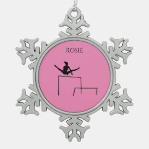 PEWTER GYMNASTICS SNOWFLAKE ORNAMENT. SCHNEEFLOCKEN Zinn-Ornament