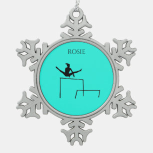 PEWTER GYMNASTICS SNOWFLAKE ORNAMENT. SCHNEEFLOCKEN Zinn-Ornament
