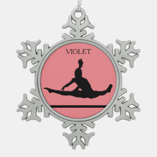 PEWTER GYMNASTICS SNOWFLAKE ORNAMENT. SCHNEEFLOCKEN Zinn-Ornament