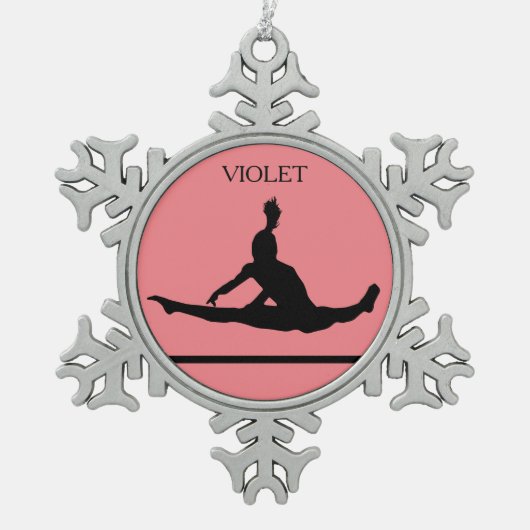 PEWTER GYMNASTICS SNOWFLAKE ORNAMENT. SCHNEEFLOCKEN Zinn-Ornament (Vorderseite)