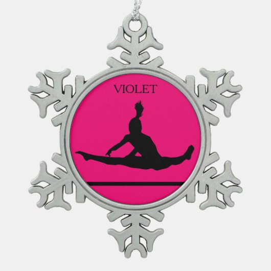 PEWTER GYMNASTIK SNOWFLAKE ORNAMENT. SCHNEEFLOCKEN Zinn-Ornament (Vorderseite)