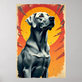Pewter Labrador Vintager Pop Art Poster