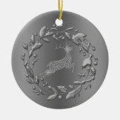 Pewter Rentier und Kraut Weihnachten Keramikornament (Vorne)