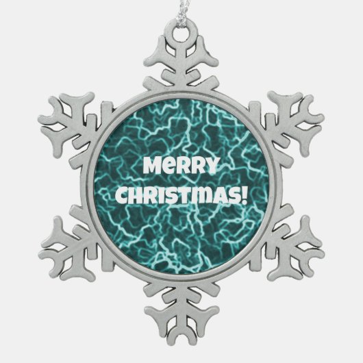 Pewter Snowflake Grüne Weihnachtsschmuck Schneeflocken Zinn-Ornament (Vorderseite)