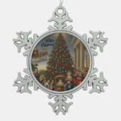 Pewter Snowflake Nativity Santa Ornament (Vorderseite)