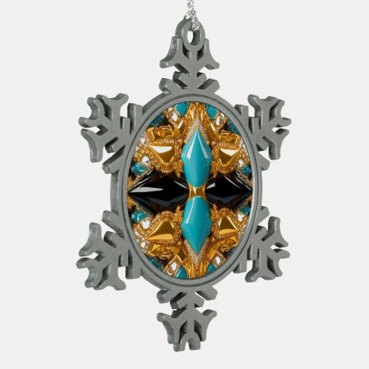 Pewter Snowflake Ornament mit Bahamas Farben (Links)