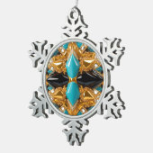 Pewter Snowflake Ornament mit Bahamas Farben (Rechts)