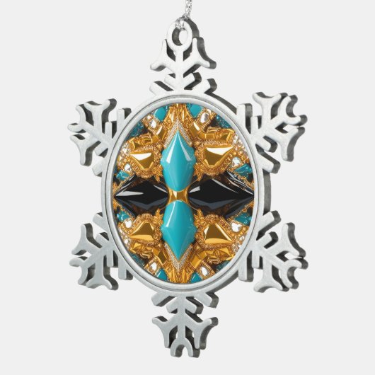 Pewter Snowflake Ornament mit Bahamas Farben (Rechts)