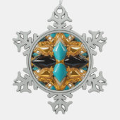 Pewter Snowflake Ornament mit Bahamas Farben (Vorderseite)