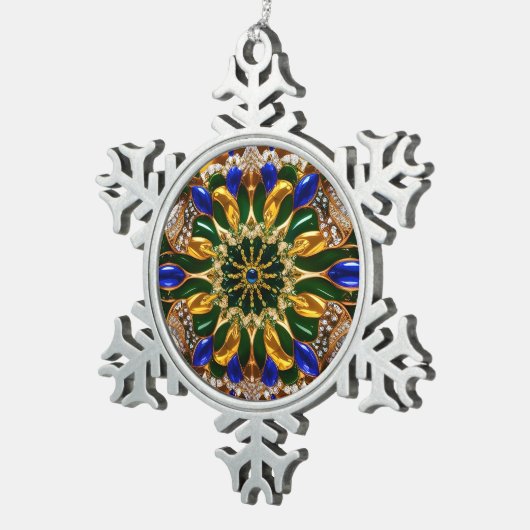 Pewter Snowflake Ornament mit brasilianischen Farb (Rechts)