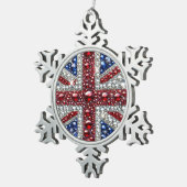 Pewter Snowflake Ornament mit Britischen Farben (Rechts)