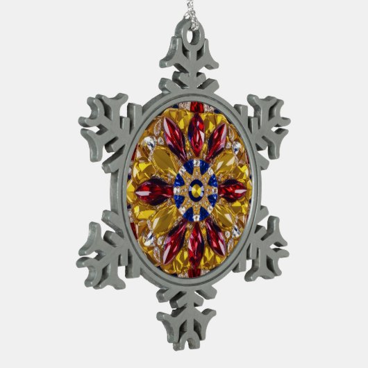 Pewter Snowflake Ornament mit Kolumbien Farben (Links)