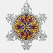 Pewter Snowflake Ornament mit Kolumbien Farben (Vorderseite)