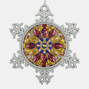 Pewter Snowflake Ornament mit Kolumbien Farben