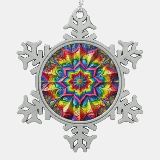 Pewter Snowflake Ornament mit LGBTQ Farben (Vorderseite)