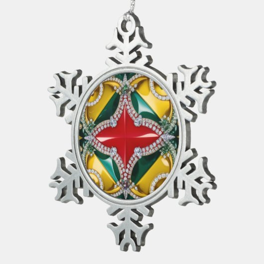 Pewter Snowflake Ornament mit Los Angeles Farben (Rechts)