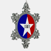 Pewter Snowflake Ornament mit San Antonio Flag (Links)