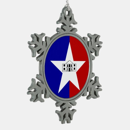 Pewter Snowflake Ornament mit San Antonio Flag (Links)