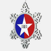 Pewter Snowflake Ornament mit San Antonio Flag (Rechts)