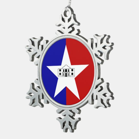Pewter Snowflake Ornament mit San Antonio Flag (Rechts)