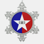 Pewter Snowflake Ornament mit San Antonio Flag (Vorderseite)