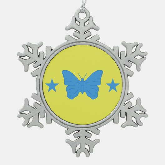 Pewter Snowflake Ornament with Bady Bassit Flag (Vorderseite)