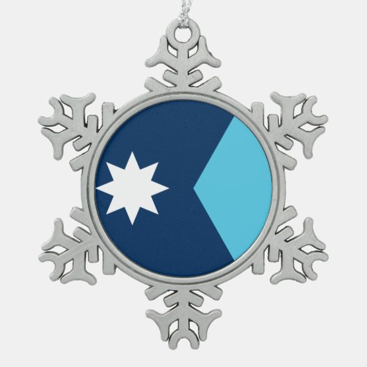 Pewter Snowflake Ornament with Minnesota Flag (Vorderseite)