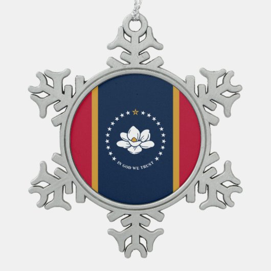 Pewter Snowflake Ornament with Mississippi Flag (Vorderseite)