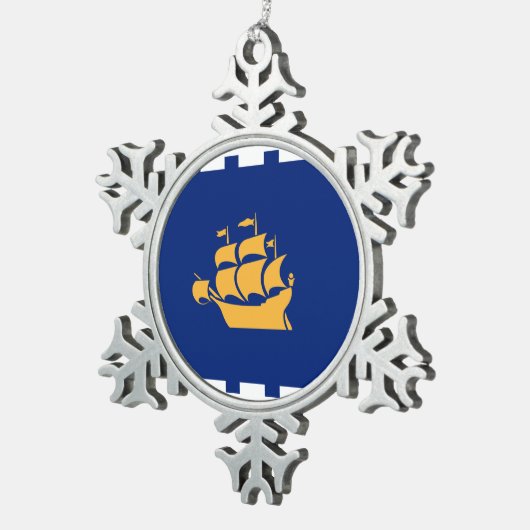 Pewter Snowflake Ornament with Quebec City Flag (Rechts)